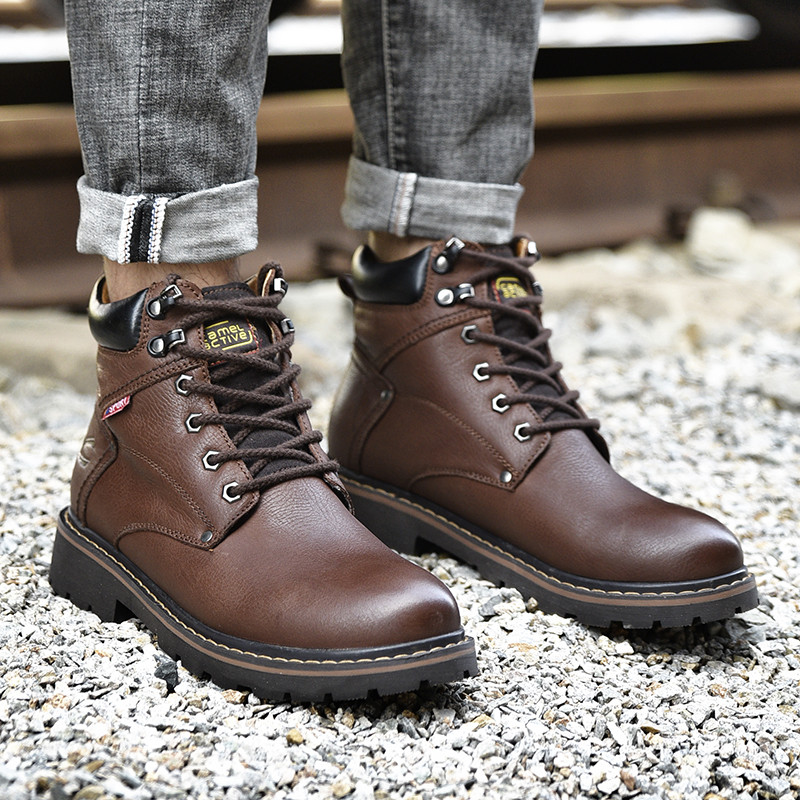 Camel Active Dynamic Gaobang leather shoes Men's Shoes genuine leather winter keep warm Plush Cotton-padded shoes Boots leisure time Bootie Bootsin the Men's Shoes, Boots category - from Buy2taobao.com to provide professional Taobao agent buy service