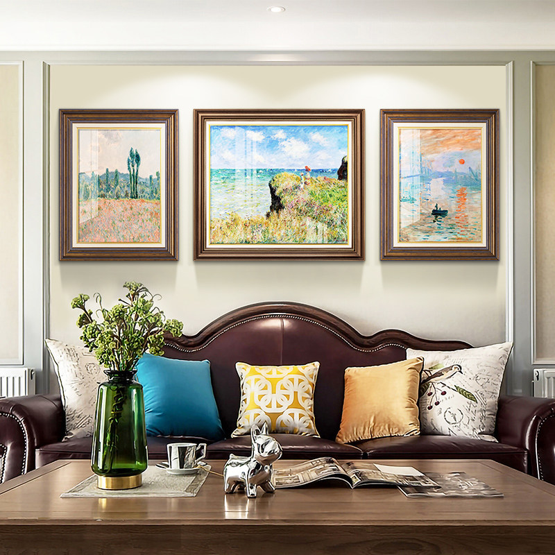 简美沙发背景墙挂画壁画美式风格客厅墙面高档艺术油画室内装饰画