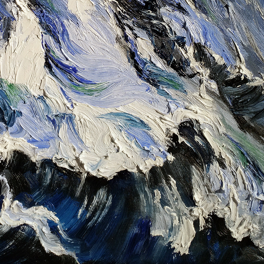 吴小慧《雪山之极光》布面油画