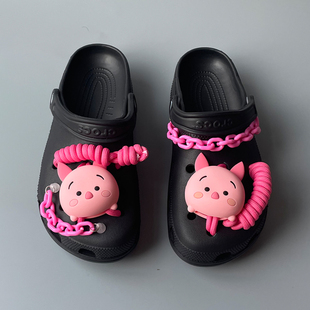 适用Crocs洞洞鞋鞋花大头公仔粉色小猪链条鞋扣鞋子配饰配件可爱