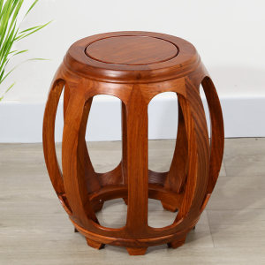 8折)已售4新款全实木餐桌凳方凳子仿古鼓凳柏木矮凳简约现代圆凳加高