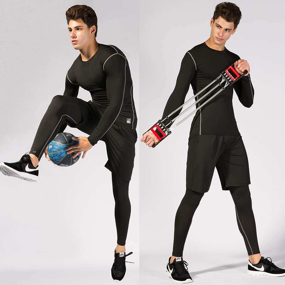 紧身衣套装李宁_中国正品大小李宁静运动套装备男紧身衣服长袖高弹吸