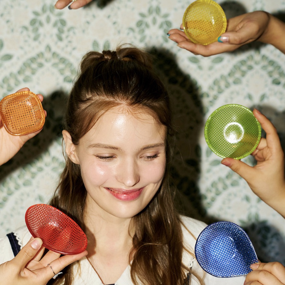 韩国正品EDING玻璃系列Checky彩色方格迷你碗方形圆形小碟甜品碗