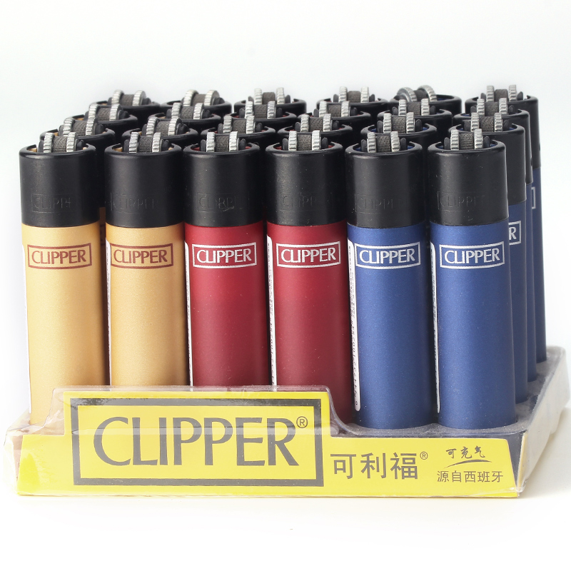 西班牙CLIPPER可利福CP11大号系列滑砂轮打火机可充气火石整盒装