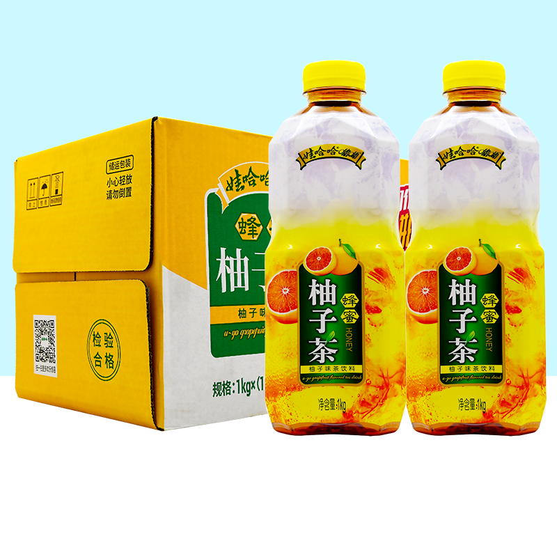 娃哈哈呦呦蜂蜜柚子茶茶饮料1L*12瓶 北京包邮新货