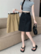 黑色波点开叉牛仔半身裙女春夏大码美式复古小众半裙显瘦包臀中裙