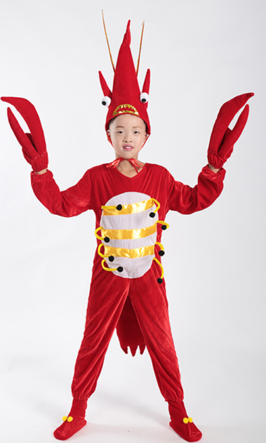 新款儿童小龙虾动物演出服虾米海洋生物虾兵蟹将幼儿大虾表演服