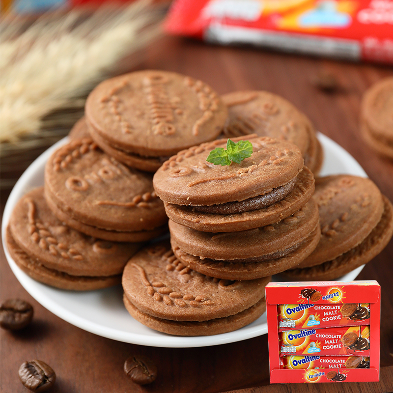 泰国进口零食 阿华田浓郁巧克力可可风味夹心饼干盒装360g 12包