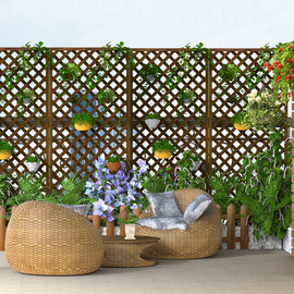壁挂花架网格爬藤架防腐实木阳台碳化户外庭院花园墙壁栅栏围栏