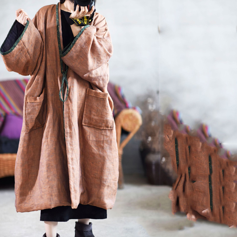 中国风棉袍加厚长衫男复古棉麻冬款唐装棉袍子民国斜襟盘扣棉袄男