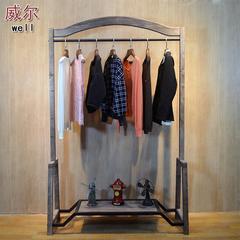 实木简约服装店展示架衣服实木质中岛复古落地衣架包包装修陈列