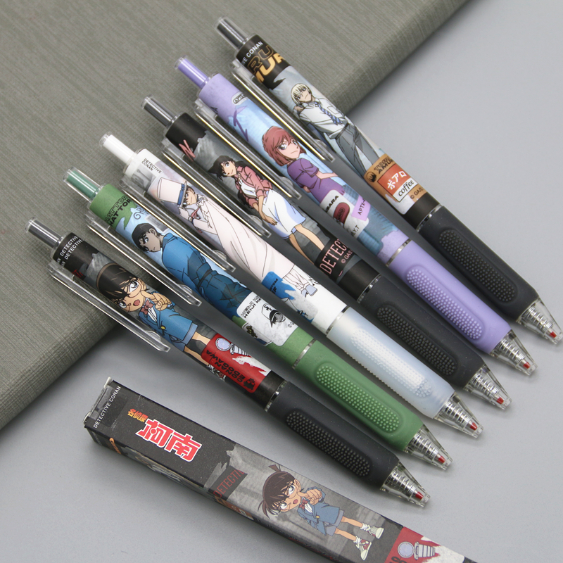 新品晨光名侦探柯南限定盲盒笔学生用按动笔0.5黑中性笔动漫j3412