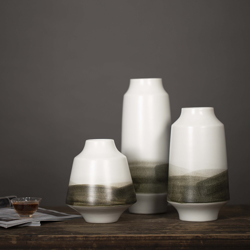 雨彤陶瓷花瓶新中式水墨画三件套装饰品客厅台面摆设简约插花摆件|msdalam kategori Aksesori rumah, pasu/bunga/bunga tiruan/perhiasan imitasi, bunga/pasu, pasu - dari Buy2taobao.com untuk memberikan perkhidmatan ejen Taobao profesional membeli