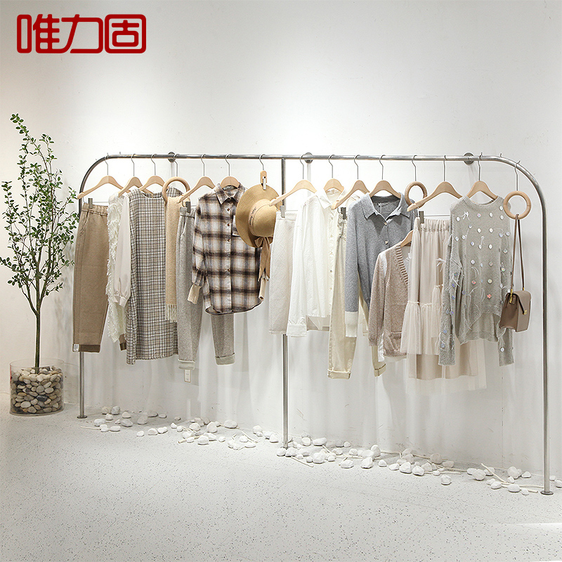 女装店装修设计效果图简约服装架挂衣架落地式靠墙壁货架陈列架子
