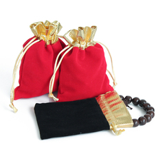 红色高档绒布袋金边金口首饰袋抽绳束口袋礼品饰品包装袋批发定做