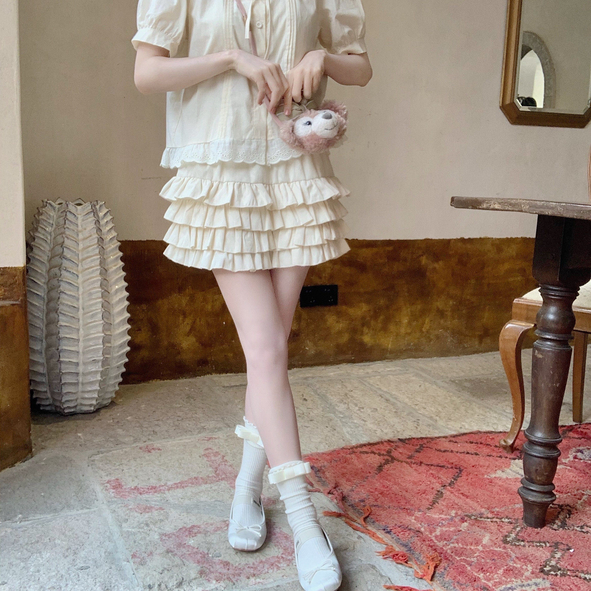 【dear yn】奶油芭蕾 多色显瘦蕾丝蓬蓬蛋糕裙短裙a字半身裙女夏