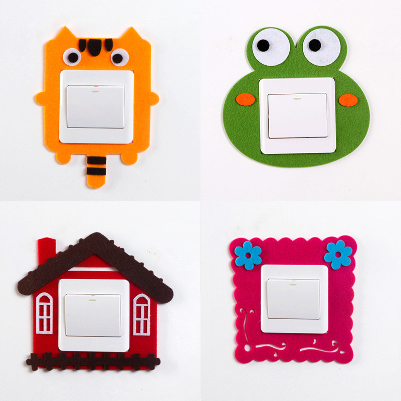 欧式开关贴可爱插座现代简约装饰墙贴纸特价墙壁贴布艺彩色可移除