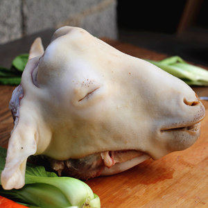 新鲜羊头羊杂山羊带皮羊肉羊脸羊脑脑袋羊骨广东5斤包邮