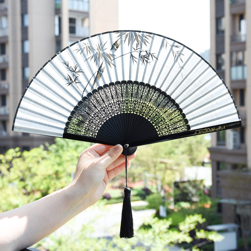 梦忆莲中国风竹手持男女夏季扇子汉服古风旗袍舞蹈手工礼品团折扇