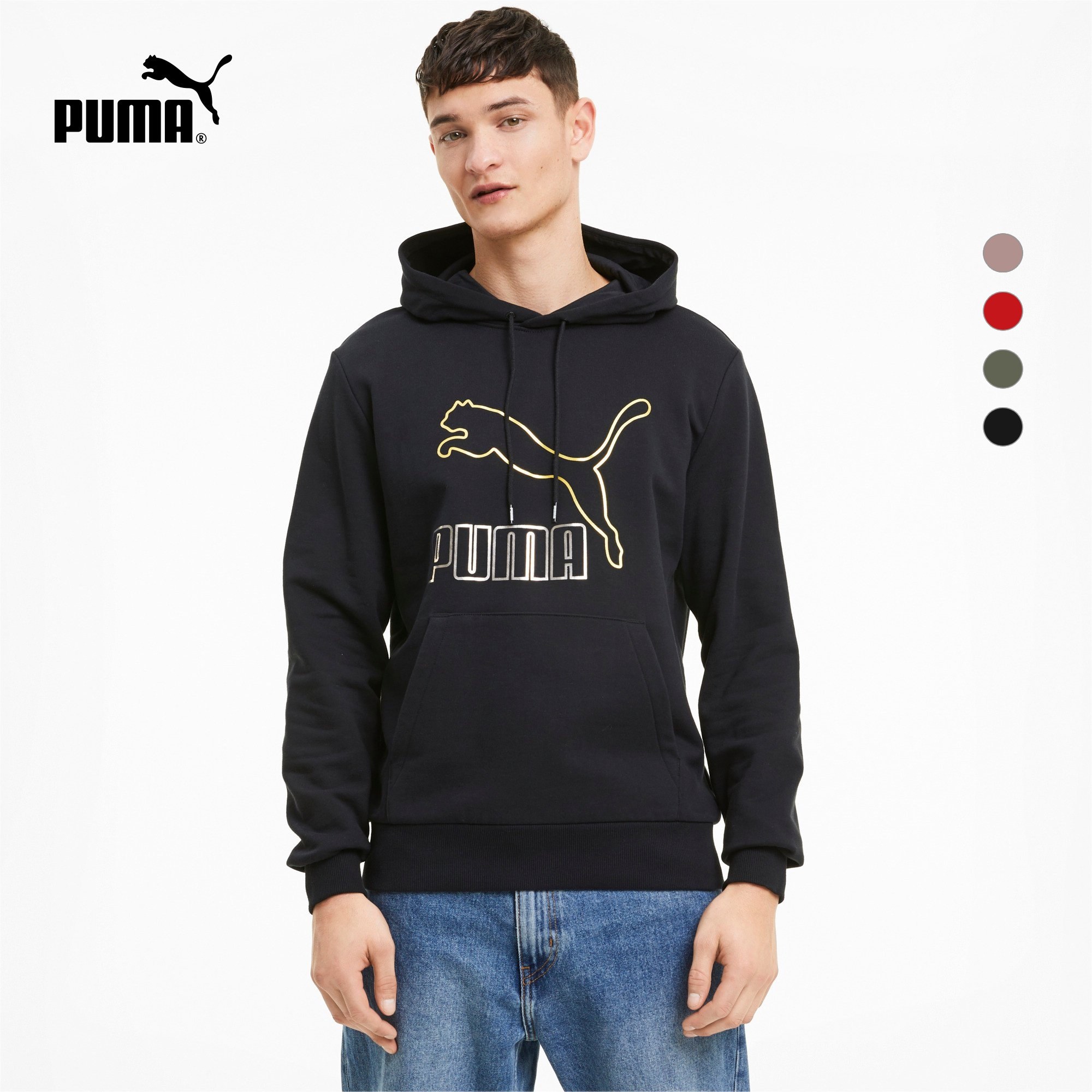 puma彪马官方 男子经典休闲印花抽绳卫衣classics 599300