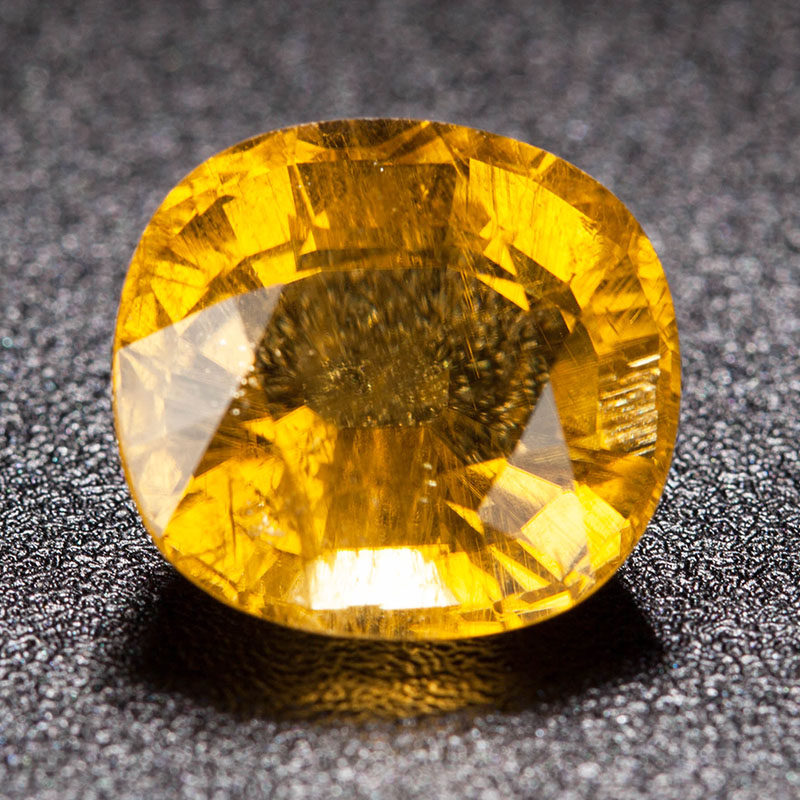 13.6ct 大颗粒稀有黄碧玺裸石戒面 火彩全满 孤品