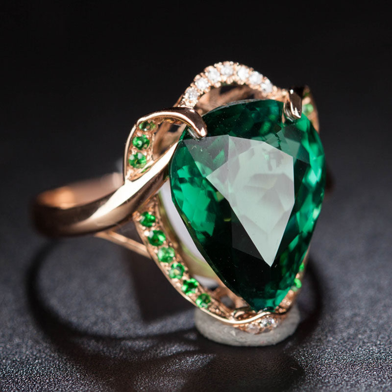 传承之宝 高贵稀有绿碧玺戒指 18k金镶钻石沙弗莱宝石 珠宝戒指