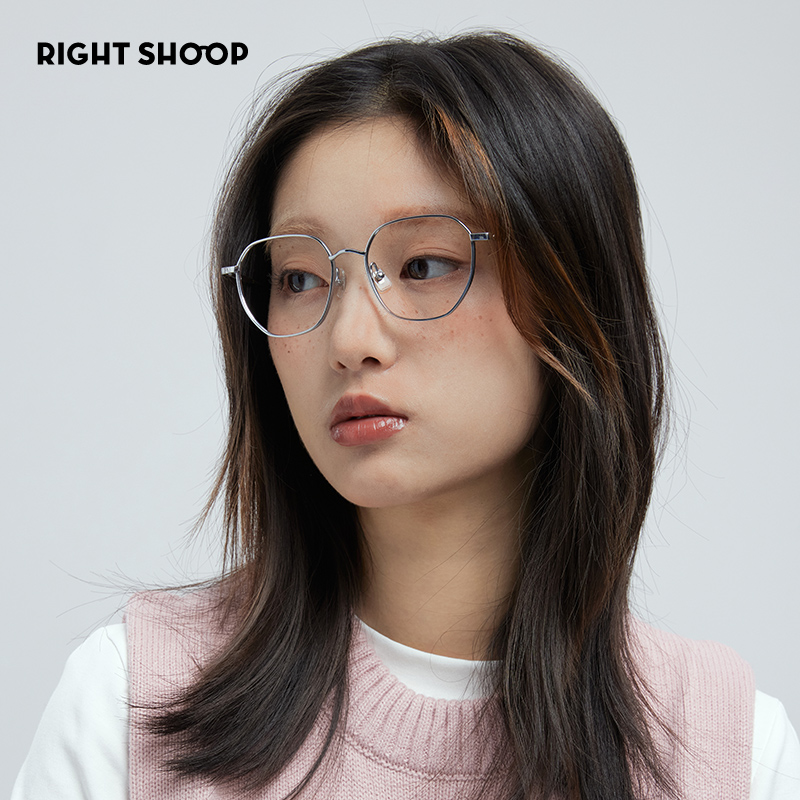 RIGHT SHOOP右店大脸可带高度数近视眼镜框纯钛轻薄宽边近视镜架