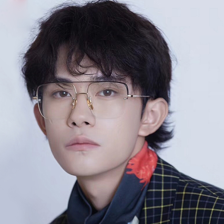 川久保玲易烊千玺同款防蓝光眼镜架金属银色超轻框配近视6035官网