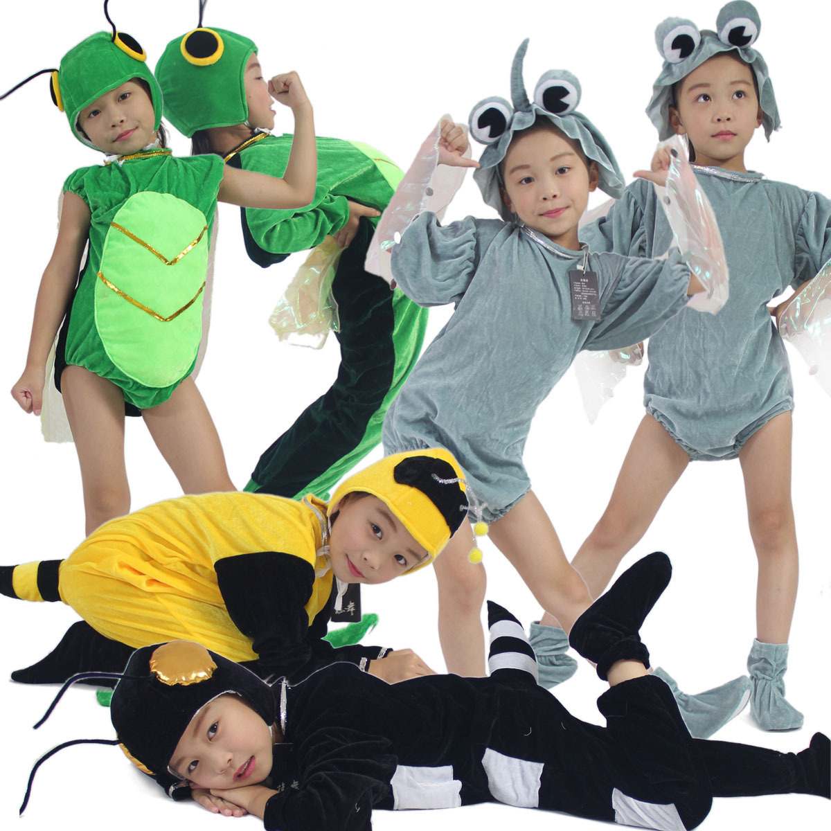促销儿童舞台演出服昆虫造型蚂蚱蚂蚁蝗虫表演成人亲子舞蹈摄影服