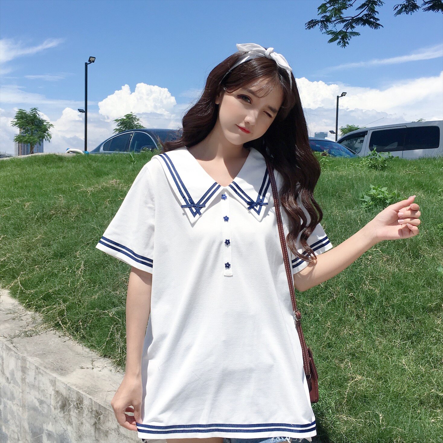 2018年夏季甜美海军领短袖涤纶女装_网批女装_服装货源批发网