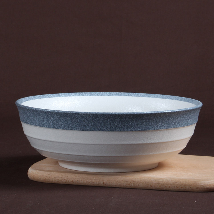 聚瓷汇 陶瓷雪花釉餐具 陶瓷汤碗 面碗 条纹大汤碗 汤盆 家居餐具_不