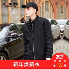 iFashion viishow2016秋装皮质夹克男外套 学生时尚休闲棒球服潮