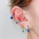 猴子家原创素圈钛钢耳环彩色朋克耳圈镭射个性超酷耳骨环耳扣男女