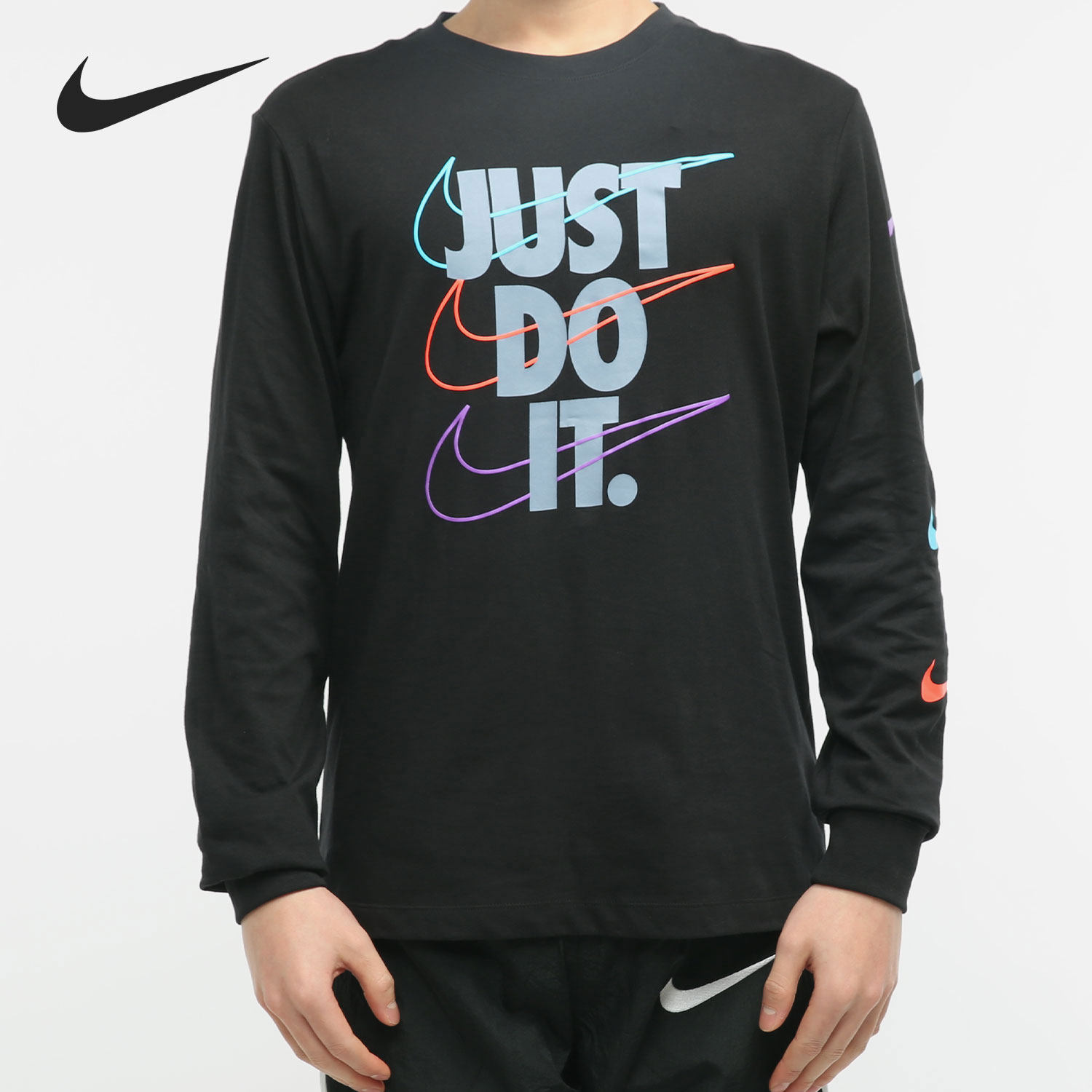 nike/耐克正品男子2021春季服外套三勾长袖t恤套头衫 db6189-010