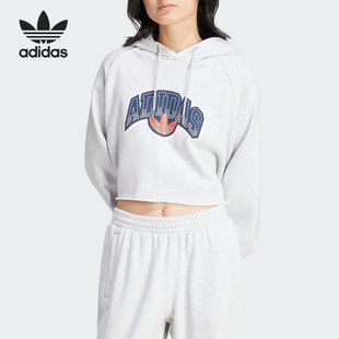 Adidas/阿迪达斯官方正品三叶草女士运动休闲短款连帽卫衣IS2319