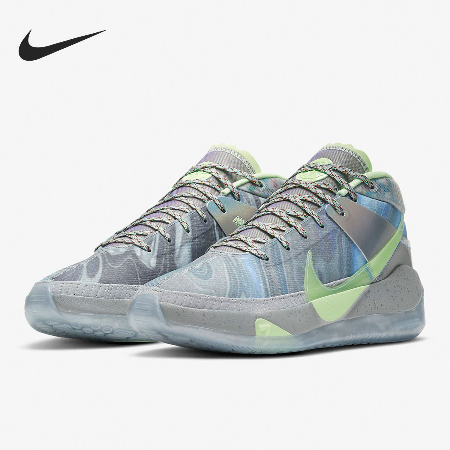 nike/耐克正品 zoom kd13 杜兰特13水转印银灰蓝男子篮球鞋cw3157