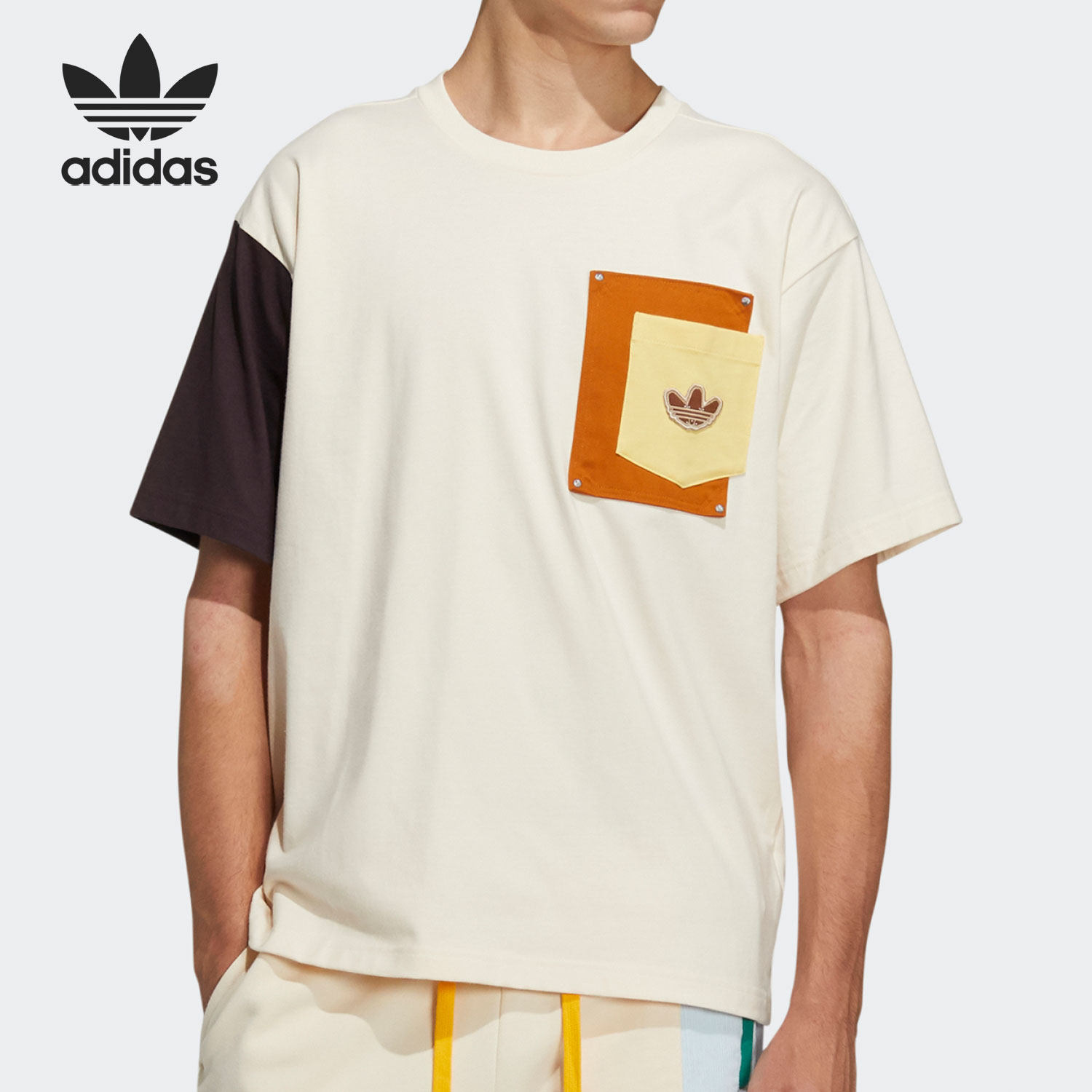 adidas/阿迪达斯官方正品三叶草木偶系列男女休闲短袖t恤hc0343