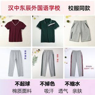 汉中东辰外国语学校夏季校服短袖短裤男女童灰色运动裤墨绿棒球服