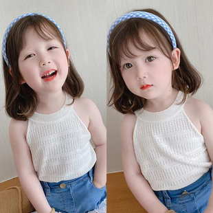 女童背心夏季2023韩版外穿吊带衫白色宝宝2岁3洋气4儿童5薄款上衣