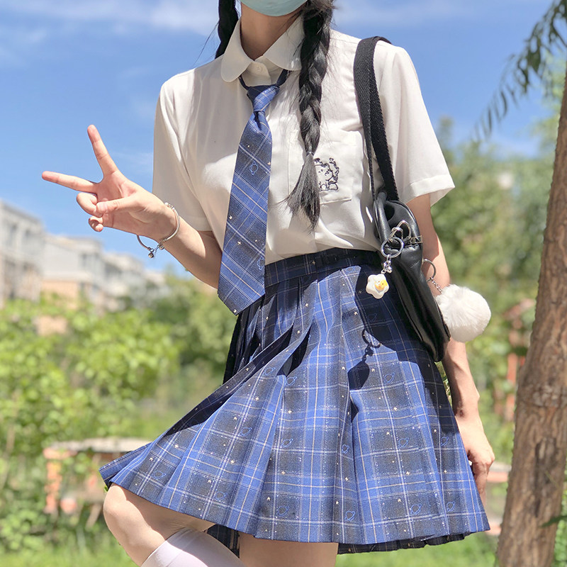 满眼星辰 日暮边界原创jk裙女夏季星空提花银线格裙学生半身短裙