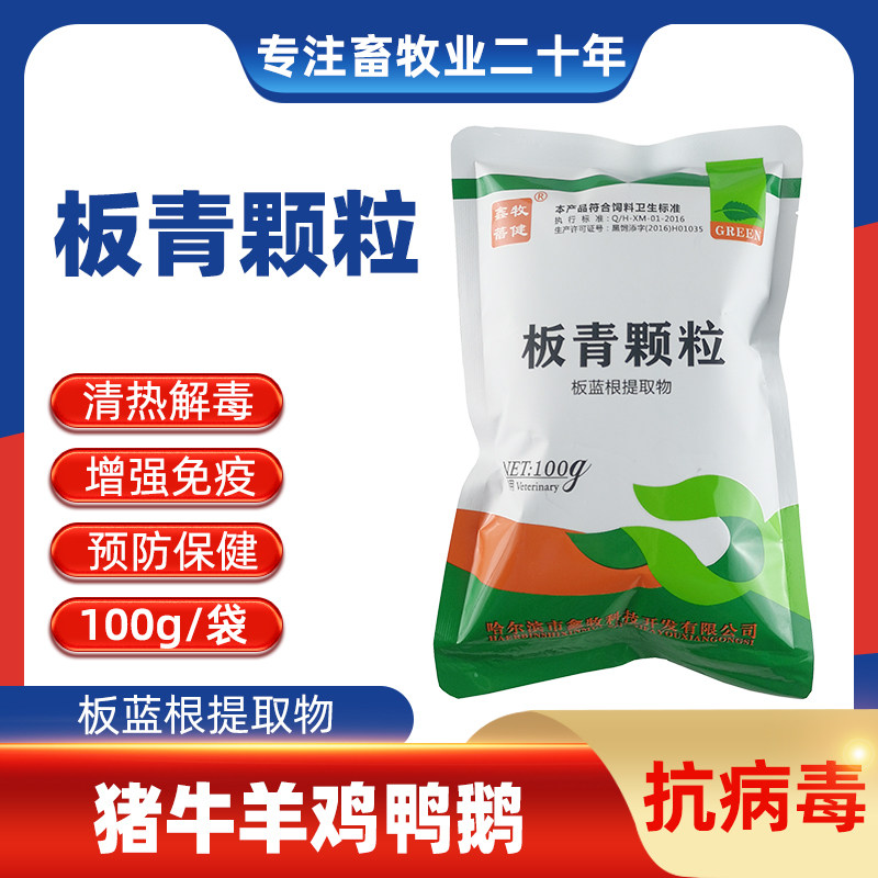 兽用板青颗粒板蓝根提取物猪牛羊鸡鸭抗病毒增免流感发热预防保健