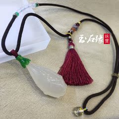 正品天然玉髓玉兰花项链冰种玛瑙吊坠中国风流苏女款毛衣链送礼