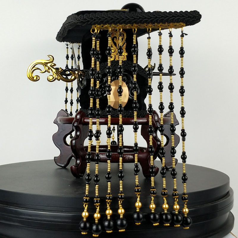 扶摇同款头饰流苏平顶古代汉代朕皇帝帽黑色古装帽子男