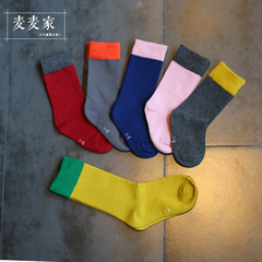 拼色堆堆袜 休闲男童女童童袜 韩国秋季新款清新拼色两用全棉袜子