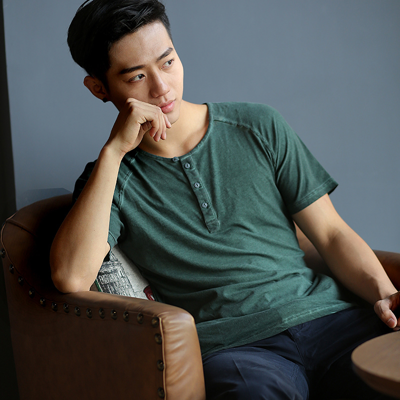 断码纯棉男夏季英伦风短袖复古t恤