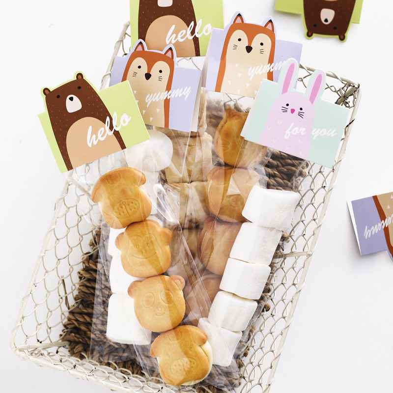六一儿童卡通烘焙卡头透明袋牛轧饼干包装袋牛轧糖糖果袋食品袋子
