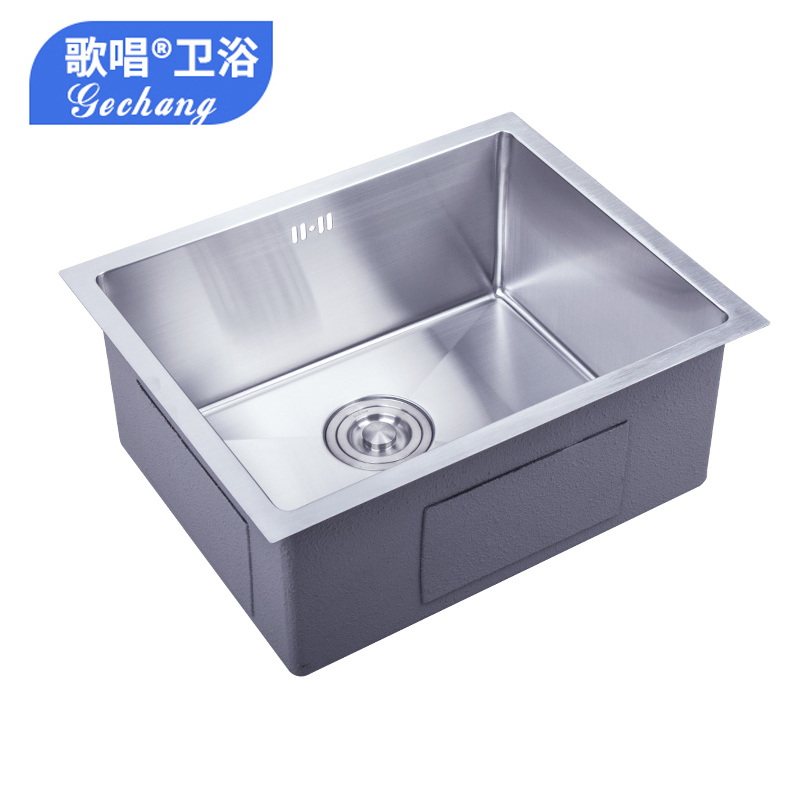 厨房水槽单槽台下盆304不锈钢洗菜盆手工水槽套餐加厚方形小水池