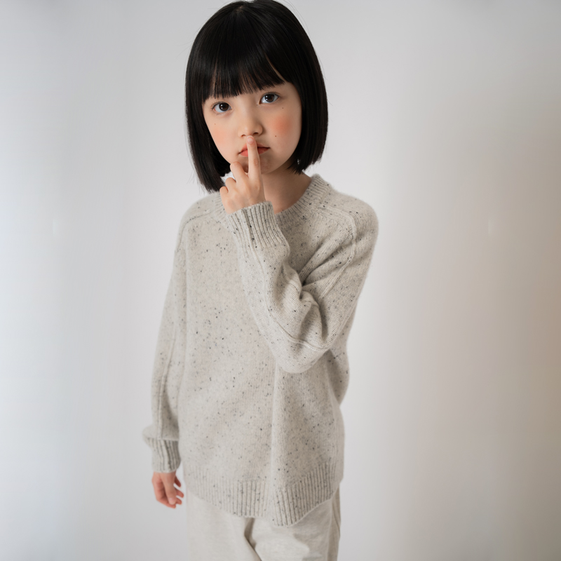 【100%羊绒】女童毛衣圆领点纱韩版休闲儿童羊绒衫洋气女宝宝时尚
