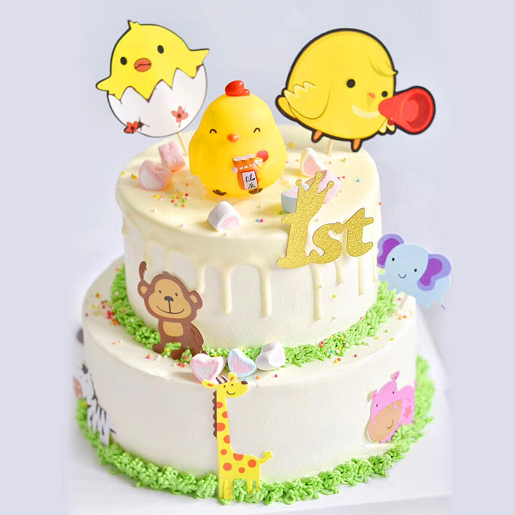 生日蛋糕摆件插件烘焙 用品小鸡好运健康生肖属相 可爱桃花鸡摆件