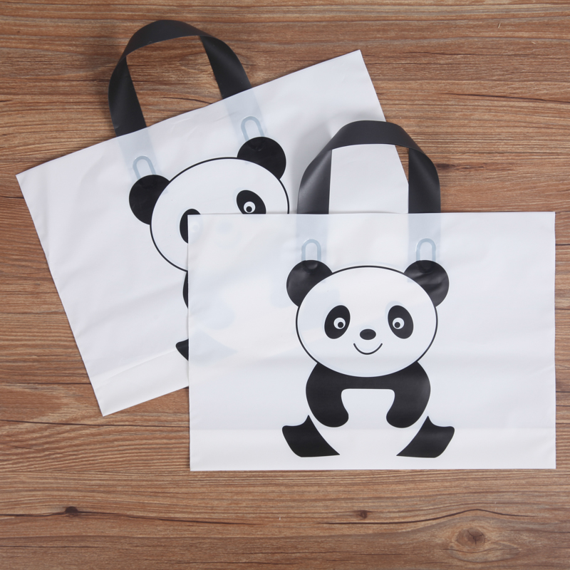 童装手提袋可爱熊猫大中小号包邮手拎塑料袋子服装店购物袋礼品袋